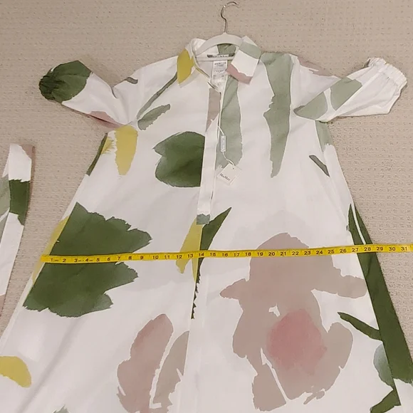 MaxMara AUTHENTIC Canter Botanical Flare Cotton Poplin Shirt Dress, US 4, NWT - Picture 15 of 16